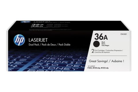 Oryginalny Toner Czarny HP LaserJet M1120, M1522, P1505 (36A CB436AD) (DWUPAK)