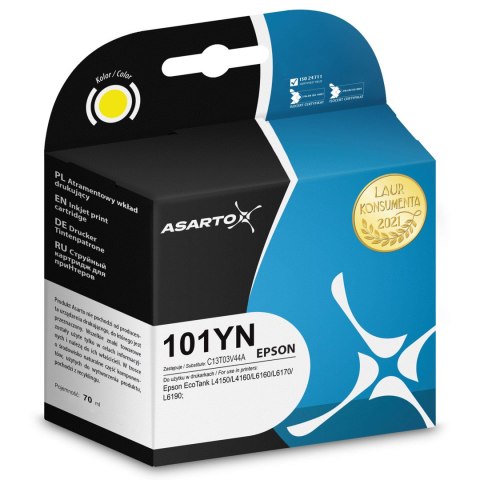 Asarto Tusz Asarto do Epson 101YN | C13T03V44A | 70 ml | yellow