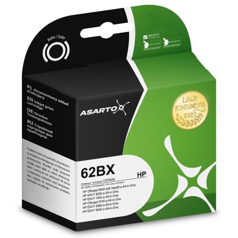 Asarto Tusz Asarto do HP 62BX | C2P05AE | 650 str. | black