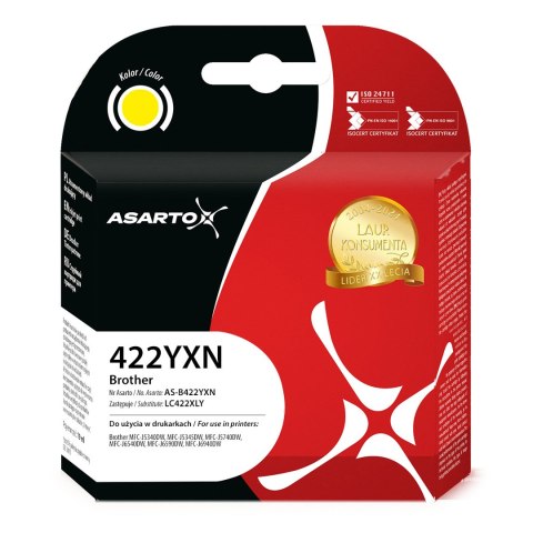 Asarto Tusz Asarto do Brother 422YXN | LC422XLY | 1500 str. | 19ml | yellow