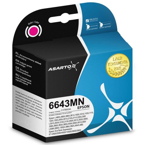 Asarto Tusz Asarto do Epson 6643MN | C13T66434A | 6500 str. | magenta