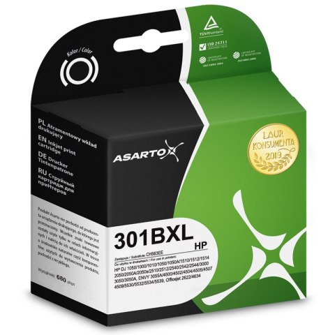Asarto Tusz Asarto do HP 301XL | 301BXL | CH563EE | 680 str. | black