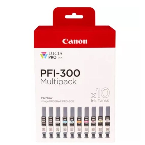 Canon Wielopak Canon 10 kaset z atramentem Canon PFI-300 MBK/PBK/CO/GY/R/C/M/Y/PC/PM