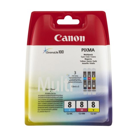 Canon Zestaw trzech tuszy Canon CLI8 do iP-4200/4300/5200, MP-500/600/800 | CMY