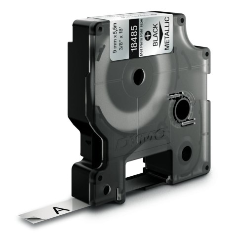 Dymo Dymo RHINO taśma poliestrowa trwała 9mm czarna na metalicznym