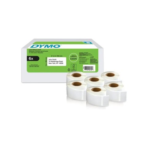 Dymo Dymo etykieta do drukarek LW 11352 biała, papierowa, 54mm/25mm | 6 sztuk