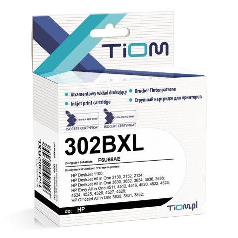 Tiom Tusz Tiom do HP 302XL | 302BXL | F6U68AE | 480 str. | black