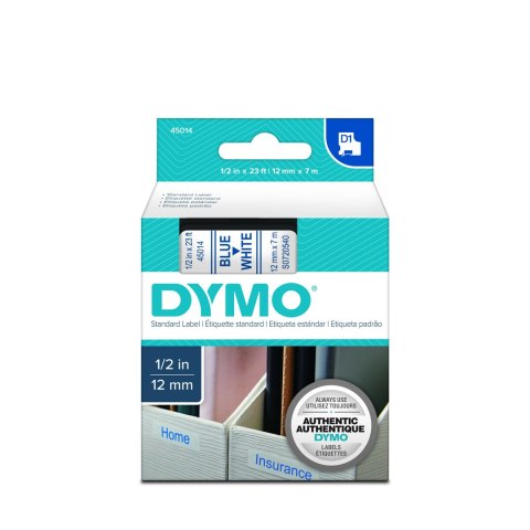 Dymo Dymo taśma do drukarek etykiet, D1 45014 | 12mm x 7m | niebieski / biały