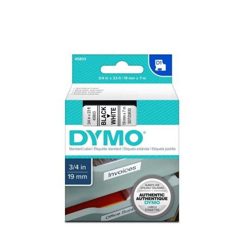 Dymo Dymo taśma do drukarek etykiet, D1 45803 | 19mm x 7m | czarny / biały