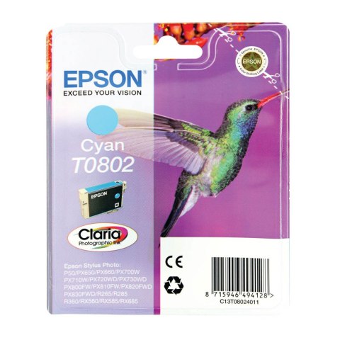 Epson Tusz Epson T0802 do Stylus Photo R-265/285/360 RX560 | 7,4ml | cyan