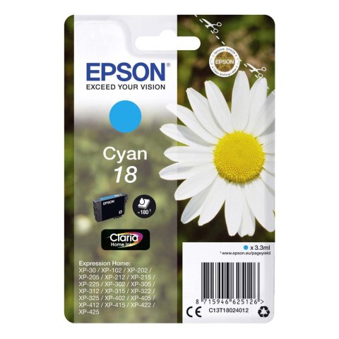 Epson Tusz Epson T1802 do XP-102/202/302/305/402/405 | 3,3ml | cyan