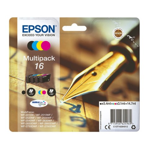 Epson Zestaw tuszy Epson T1626 do WF-2010/2510/2520/2530 | 14,7ml | CMYK