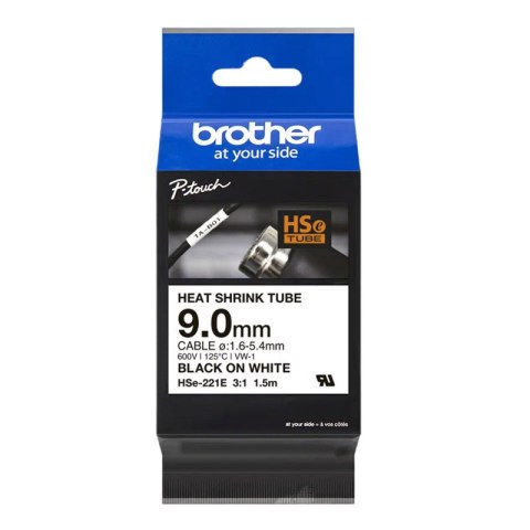 Brother Rurka termokurczliwa Brother 9mm/1,5m czarny nadruk na białym