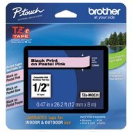 Brother Taśma Brother 12mm x 8m czarny nadruk / pastelowo różowe tło
