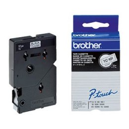 Brother Taśma Brother laminowana 12mm x 7,7m czarny nadruk / przezroczyste tło