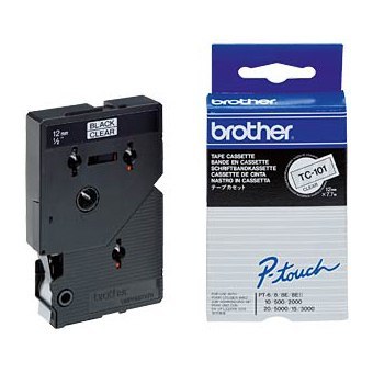 Brother Taśma Brother laminowana 12mm x 7,7m czarny nadruk / przezroczyste tło