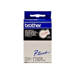 Brother Taśma Brother laminowana 12mm x 7,7m czerwony nadruk / białe tło