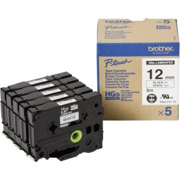Brother Taśma Brother laminowana 12mm x 8m czarny nadruk / białe tło