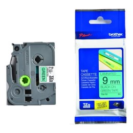 Brother Taśma Brother laminowana 9mm x 8m czarny nadruk / zielone tło