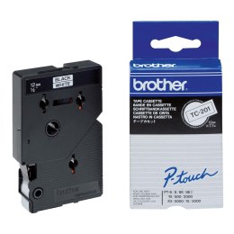 Brother Taśma laminowana Brother 12 mm x 8m | czarny nadruk / białe tło