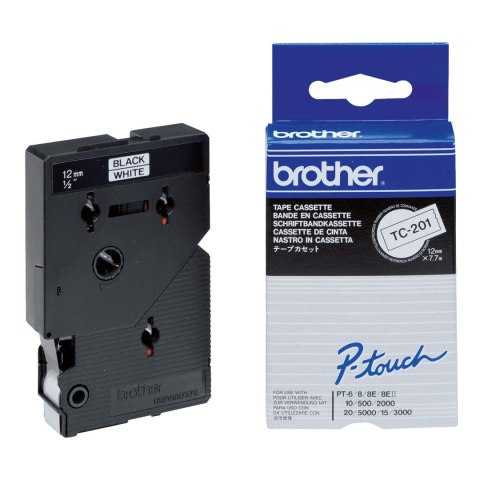 Brother Taśma laminowana Brother 12 mm x 8m | czarny nadruk / białe tło