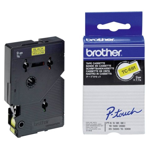 Brother Taśma laminowana Brother 9 mm x 8m | czarny nadruk / zółte tło