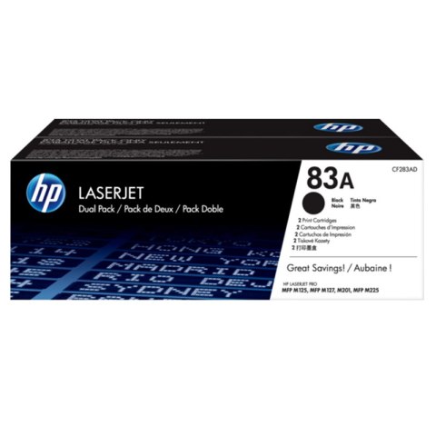 HP Zestaw dwóch tonerów HP 83A do LaserJet Pro M125/127 | 2 x 1 500 str. | black