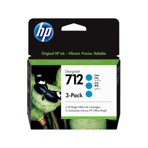 HP Zestaw trzech tuszy HP 712 | 3x 29ml | cyan