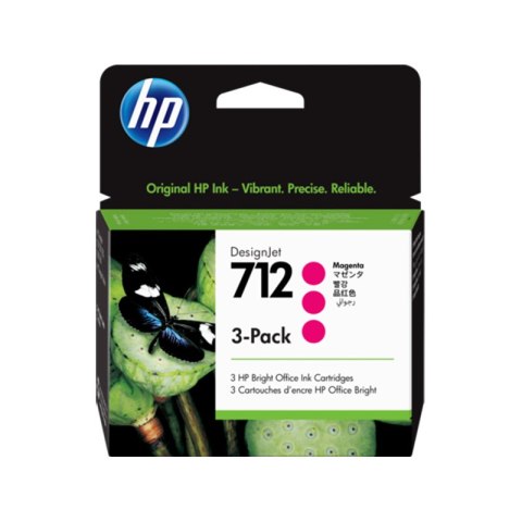 HP Zestaw trzech tuszy HP 712 | 3x 29ml | magenta