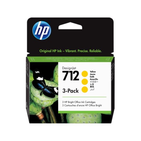 HP Zestaw trzech tuszy HP 712 | 3x 29ml | yellow