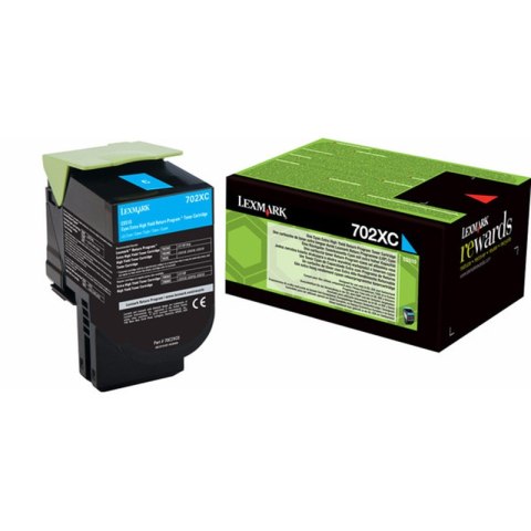 Lexmark Kaseta z tonerem Lexmark 702XC do CS-510 | zwrotny | 4 000 str. | cyan