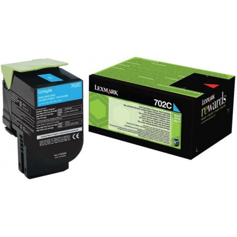 Lexmark Kaseta z tonerem Lexmark 702C do CS-310/410/510 | zwrotny | 1 000 str. | cyan