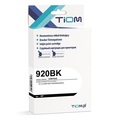 EOL Tusz Tiom do HP 920BK | CD975AE | 1200 str. | black Tiom EOL Tusz Tiom do HP 920BK | CD975AE | 1200 str. | black Tiom