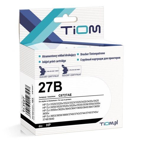 Tusz Tiom do HP 27B | C8727AE | 463 str. | black Tiom