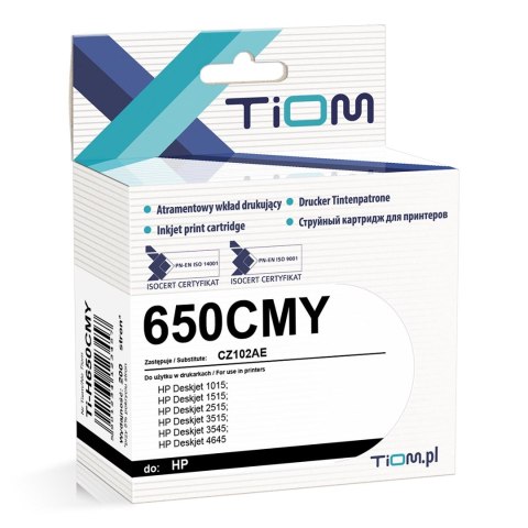 Tusz Tiom do HP 650CMY | CZ102AE | 360 str. | color Tiom