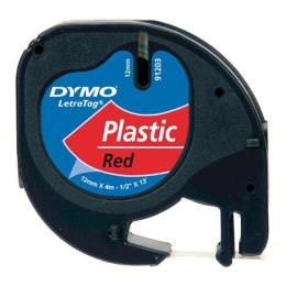 Dymo taśma do drukarek LetraTag 91203 | 12mm/4m | plastikowa | czerwona Dymo