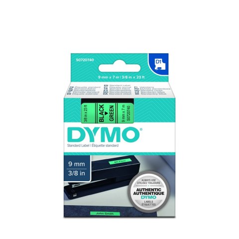 Dymo taśma do drukarek etykiet, D1 40919 | 9mm x 7m | czarny / zielony Dymo