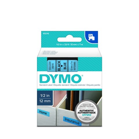 Dymo taśma do drukarek etykiet, D1 45016 | 12mm x 7m | czarny / niebieski Dymo