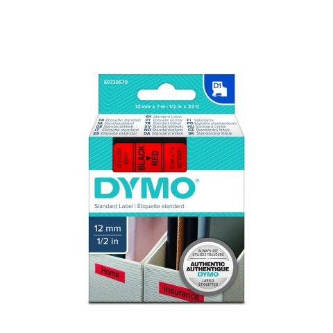 Dymo taśma do drukarek etykiet, D1 45017 | 12mm x 7m | czarny / czerwony Dymo