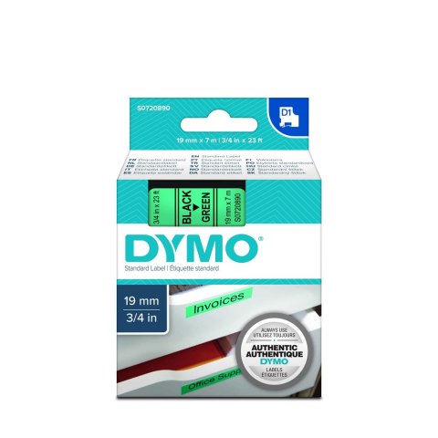 Dymo taśma do drukarek etykiet, D1 45809 | 19mm x 7m | czarny / zielony Dymo