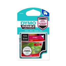 Dymo taśma do drukarek etykiet, D1 Durable | 12mm x 3m | biały/czerwony Dymo