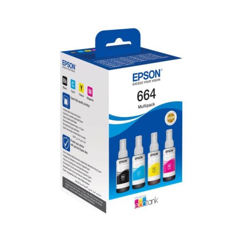 Zestaw tuszy Epson EcoTank T664 do L100/110/200/210 | 4x70ml | CMYK Epson