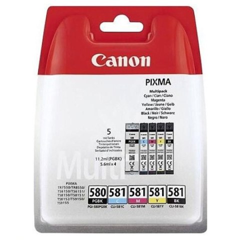 Canon oryginalny ink / tusz PGI-580 PGBK/CLI-581 CMYK, 2078C007, CMYK, blistr, 1*11.2 + 4*5.6ml, 5-pack Canon oryginalny ink / tusz PGI-580 PGBK/CLI-581 CMYK, 2078C007, CMYK, blistr, 1*11.2 + 4*5.6ml, 5-pack