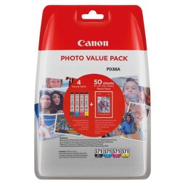 Canon oryginalny ink / tusz CLI-571 CMYK, 0386C007, black/color, photo value pack, 4-pack C/M/Y/K + paper