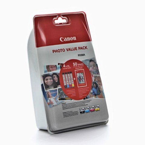 Canon oryginalny ink / tusz CLI-571 XL CMYK, 0332C005, CMYK, + 50x PP-201 Canon oryginalny ink / tusz CLI-571 XL CMYK, 0332C005, CMYK, + 50x PP-201