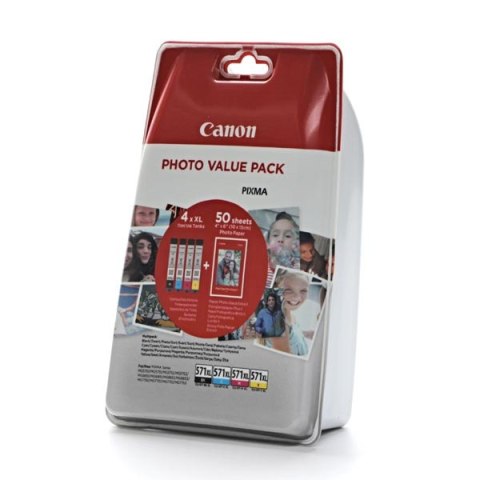 Canon oryginalny ink / tusz CLI-571 XL CMYK, 0332C005, CMYK, + 50x PP-201 Canon oryginalny ink / tusz CLI-571 XL CMYK, 0332C005, CMYK, + 50x PP-201