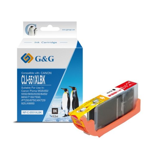 G&G kompatybilny ink / tusz z CLI551BK XL, NP-C-0551XLBK, black, 10,2ml, ml high capacity