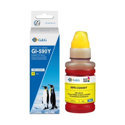 G&G kompatybilny ink / tusz z GI-590 Y, NPR-CGI590Y-70ml, yellow, 7000s G&G kompatybilny ink / tusz z GI-590 Y, NPR-CGI590Y-70ml, yellow, 7000s