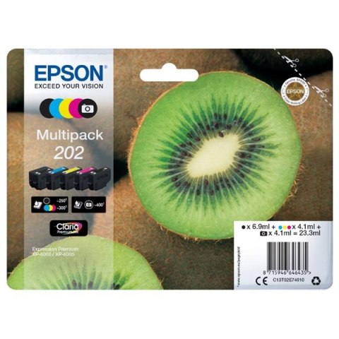 Epson oryginalny ink / tusz C13T02E74010, 202, CMYK, 250 (čb)/300 (bar.)s, 1x6.9ml, 4x4.1ml