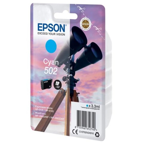 Epson oryginalny ink / tusz C13T02V24010, 502, T02V240, cyan, 165s, 3.3ml